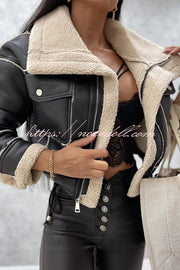 Stylish Lambswool Short Zipped Biker Jacket