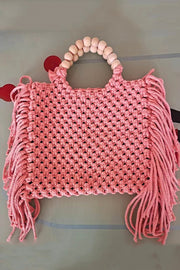 Fashion Woven Open Tassel Tote