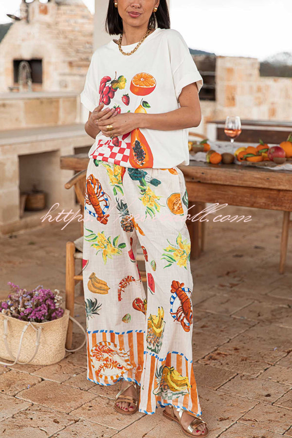 Unique Printed Round Neck Short Sleeve Loose T-Shirt