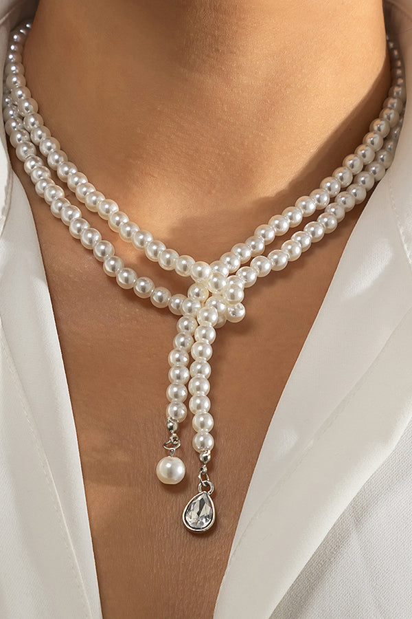 Vintage Simple Pearl Tassel Necklace