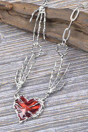 Halloween Punk Style Skull Heart-shaped Pendant Necklace