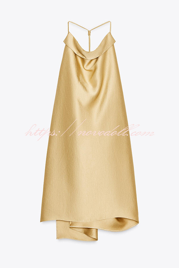 Satin Solid Color Loose Backless Casual Top