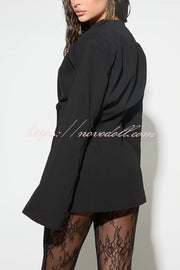 Feel Confident Collarless Single Button Long Sleeve Hourglass Blazer