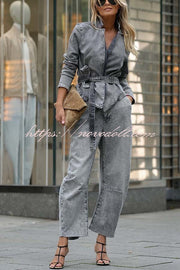 Casual Meetup Washed Denim Mid Rise Pocketed Barrel Jeans