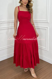 Solid Color Sleeveless Pleated Back Waist-baring Maxi Dress