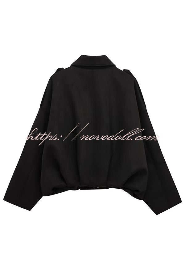 Fashion Lapel Long-sleeved Casual Bomber Jacket