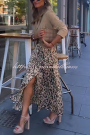 Unique Print High-Waisted Casual Slit Maxi Skirt