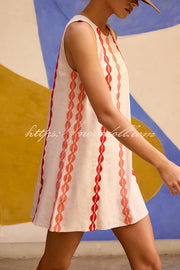 Unique Printed Round Neck Sleeveless Casual Loose Mini Dress