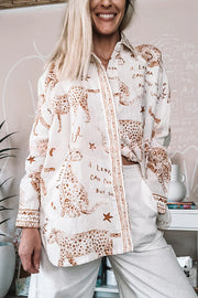 Jungle Leopard Print Loose Long Sleeve Casual Shirt