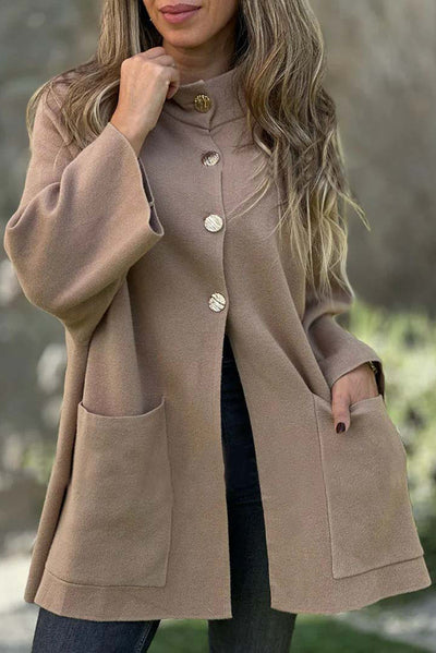 Solid Color Loose Long-sleeved Single-breasted Pocket Casual Jacket