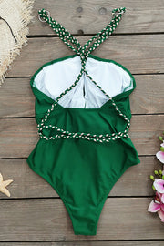 Sexy V-neck Cross-tie Elastic One-piece Swimsuit