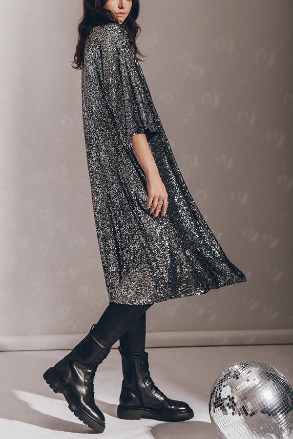 Disco Glamour Sequin Bell Sleeve Kimono