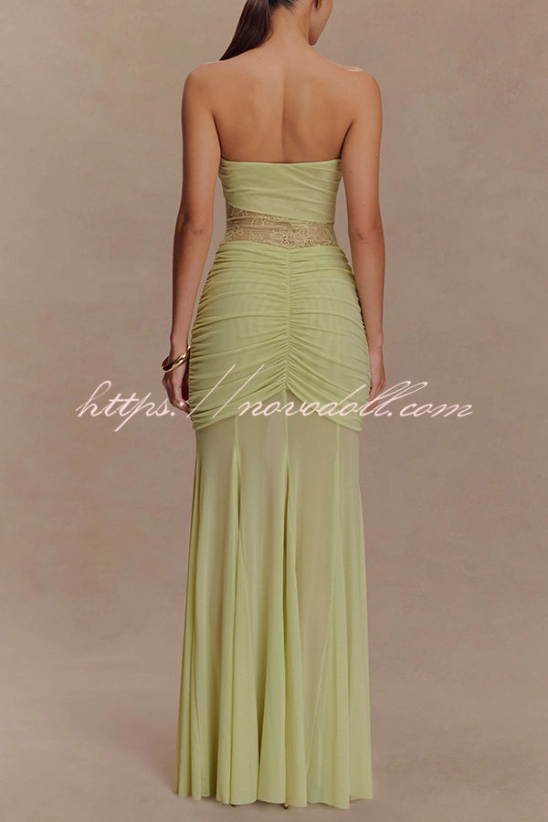 Fashion Lace Splicing Sexy Sleeveless Off-shoulder Slim Maxi Dress