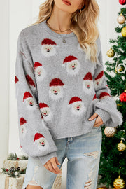 Christmas Print Crew Neck Long Sleeve Sweater