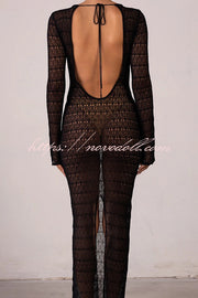 Sexy Backless Long-sleeved Knitted Slim-fit Maxi Dress