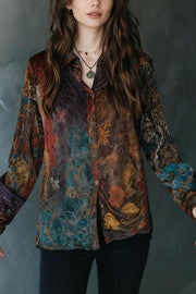 Unique Print Retro Long-sleeved Casual Shirt