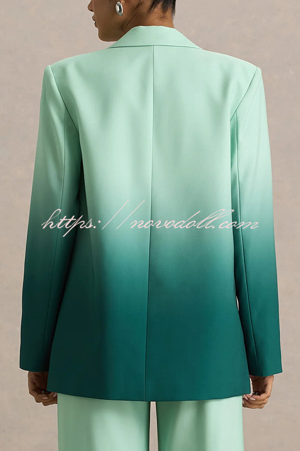 Enya Ombre Print Single Button Long Sleeve Lapel Loose Blazer