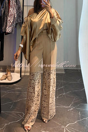 Chic Moment Floral Lace Patchwork High Rise Wide Leg Pants