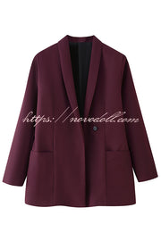 Solid Color Lapel Long Sleeve Casual Pocket Long Blazer