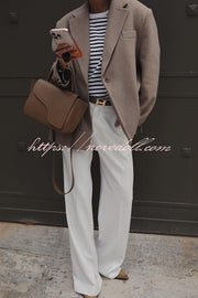 Solid Color Lapel Long Sleeve Loose Blazer