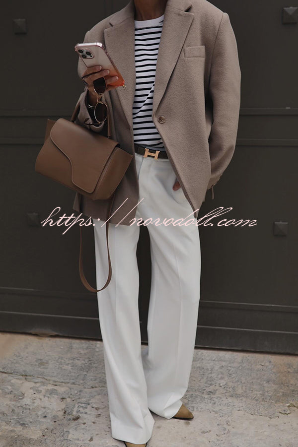 Solid Color Lapel Long Sleeve Loose Blazer