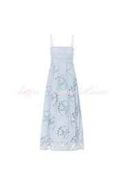 Simona Embroidered Starfish Pattern Backless Tie-up Slip Maxi Dress