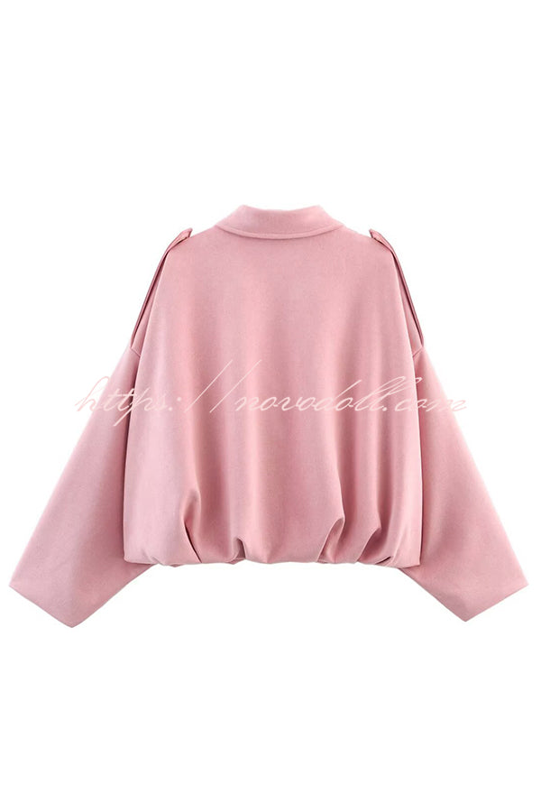Fashion Lapel Long-sleeved Casual Bomber Jacket