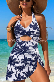 Fashionable Halterneck Waist Hollow Stretch One-piece Swimsuit