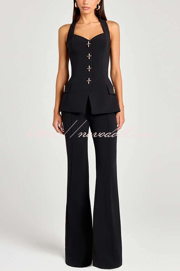 Women Power High Rise Side Zipper Flare Slim Fit Pants