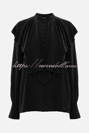 Court-style Draped Ruffled Elegant Chiffon Blouse