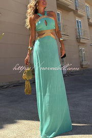 Avery Gold-rimmed Bamboo Cutout Back Tie-up Maxi Dress
