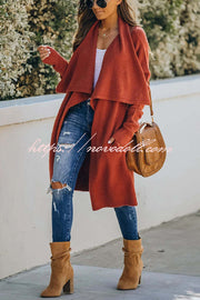 Fireside Pocketed Oversized Drape Neckline Knit Cardigan