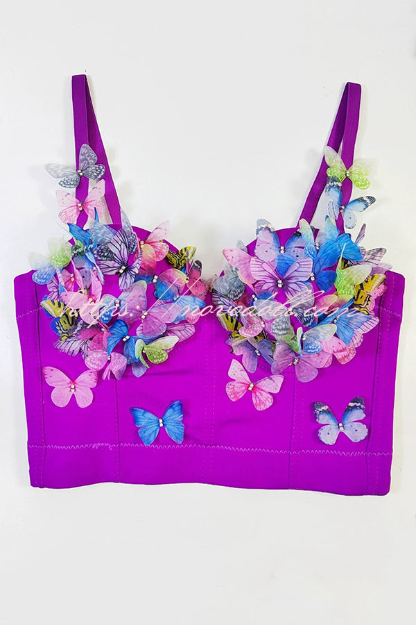 Butterfly Embellished Sexy Sling Backless Top