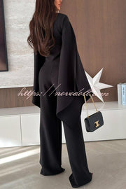 City Atelier Bell Slit Sleeve Top and High Rise Pocket Wide Leg Pants Set