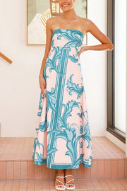 Unique Botanical Print Off-the-shoulder Fitted Maxi Dress