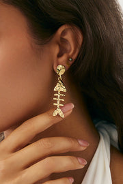 Fashionable Metal Fish Pendant Earrings