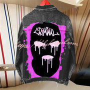 Halloween Print Long Sleeve Denim Jacket