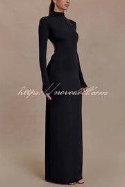 Sexy Backless Long-sleeved Stretch Slim-fit Maxi Dress