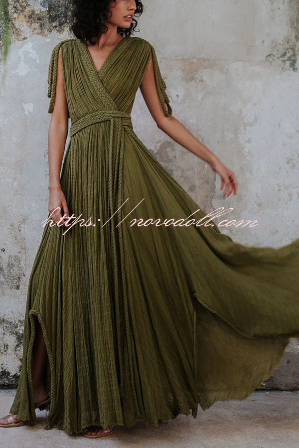 Resort Style Draped Braids Shoulder Backless Cover-up Loose Maxi Dress