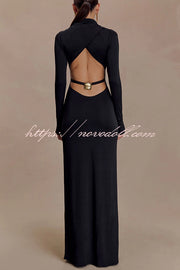 Sexy Backless Long-sleeved Stretch Slim-fit Maxi Dress